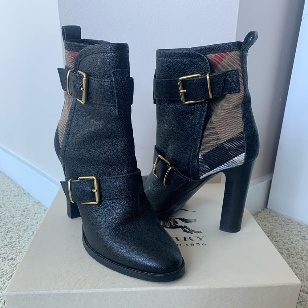 Burberry Brit Baird Plaid Check Ankle Booties